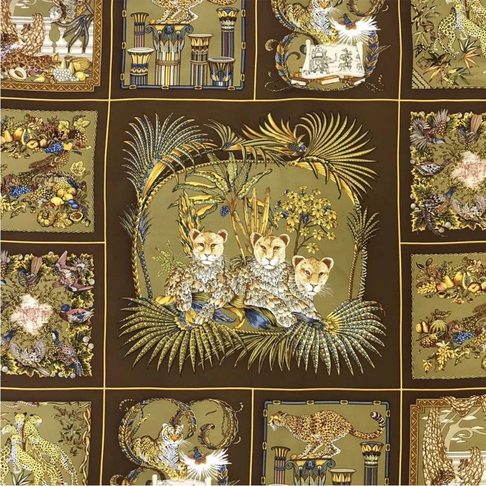 Ferragamo Silk Brown and Black Animal Print Scarf - Picture 6 of 8